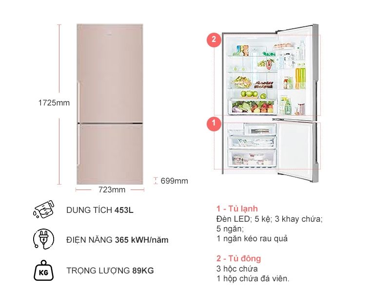 Tủ lạnh Electrolux Inverter 421 lít EBE4500B-G