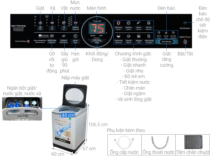 Chi tiết máy giặt NA-FD12XR1LV