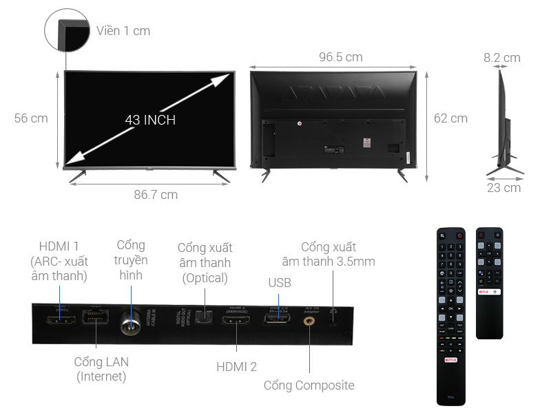 Android Tivi TCL 4K 43 inch L43A8-1