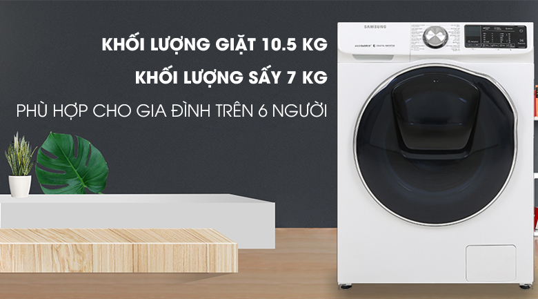 Máy giặt sấy Samsung AddWash Inverter 10.5 kg WD10N64FR2W/SV