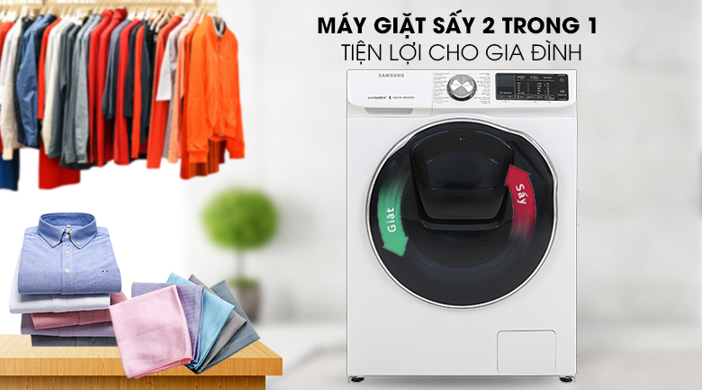 Máy giặt sấy Samsung AddWash Inverter 10.5 kg WD10N64FR2W/SV