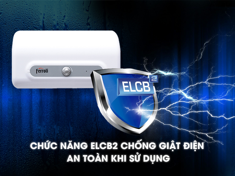 Bình nóng lạnh gián tiếp Ferroli QQ 50L chống giật 2.500W - ME