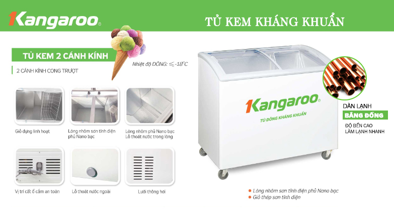 Tủ kem kháng khuẩn Kangaroo KG608A1