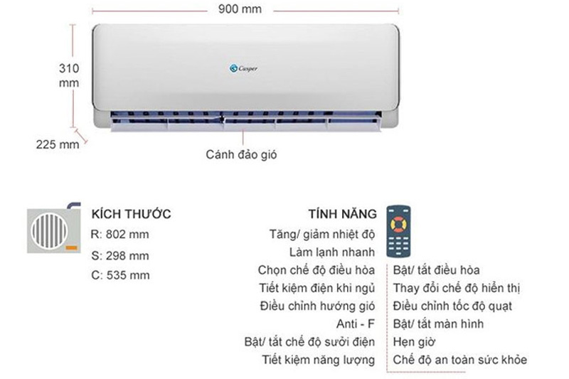  Điều hòa 2 chiều Inverter Casper GH-18TL22