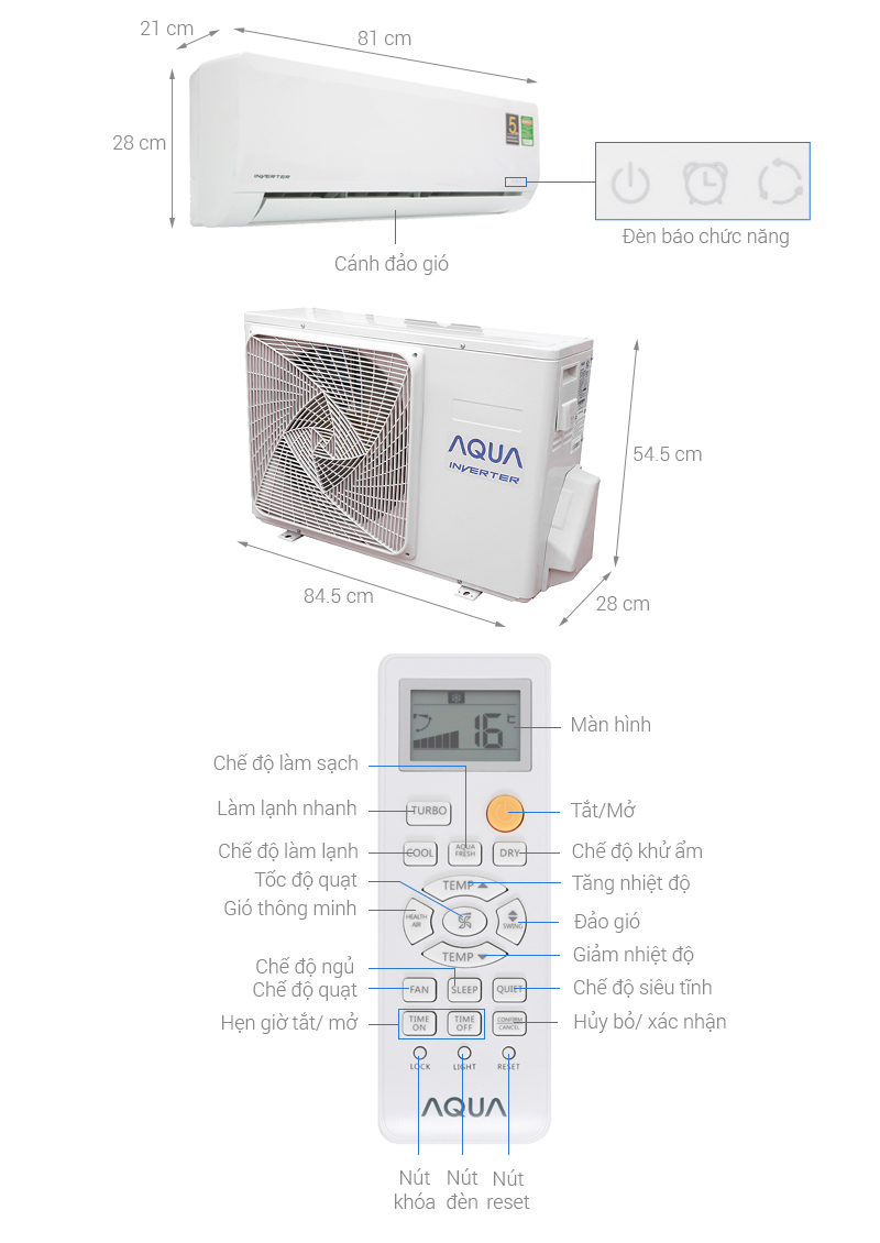 Máy lạnh Aqua Inverter 1HP AQA-KCRV9WNZ