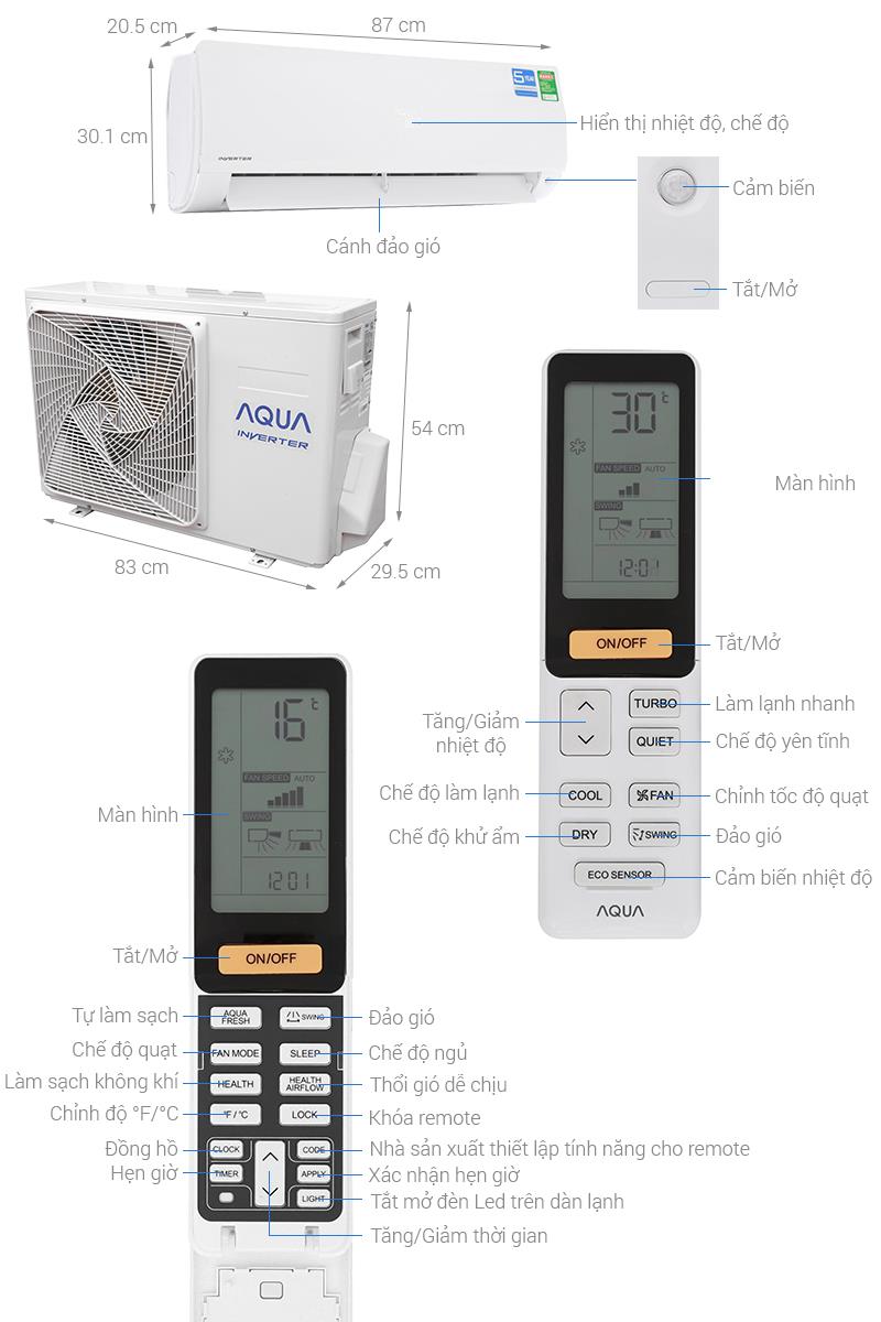 Điều hòa Aqua 1 chiều Inverter 9000BTU AQA-KCRV9F