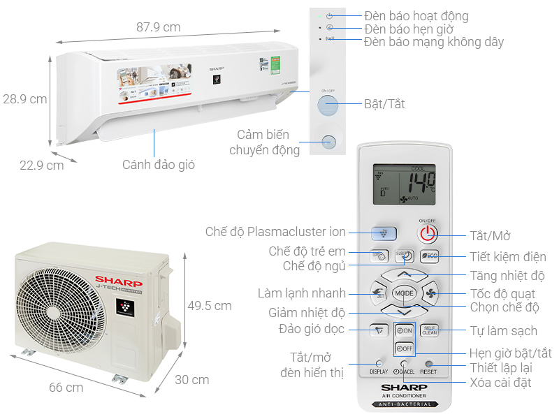 Máy lạnh Sharp Inverter 1 HP AH-XP10YMW