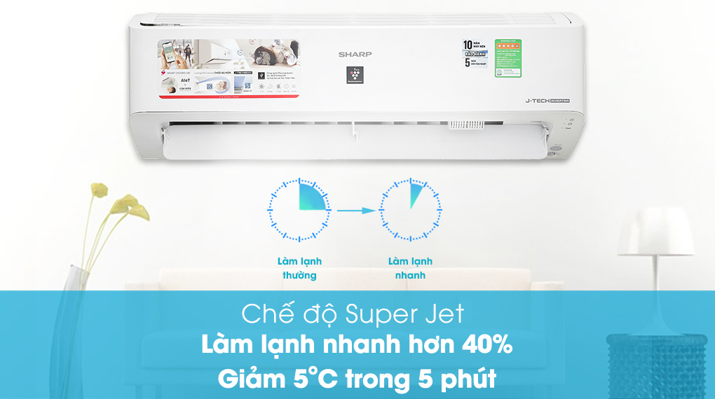 Máy lạnh Sharp Inverter 1 HP AH-XP10YMW