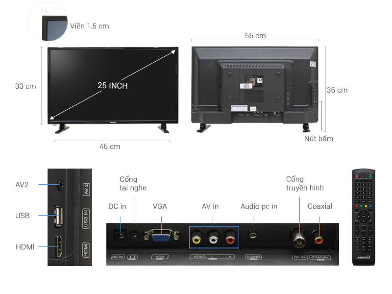 Tivi Led Asanzo 25 Inch Model 25S200T2