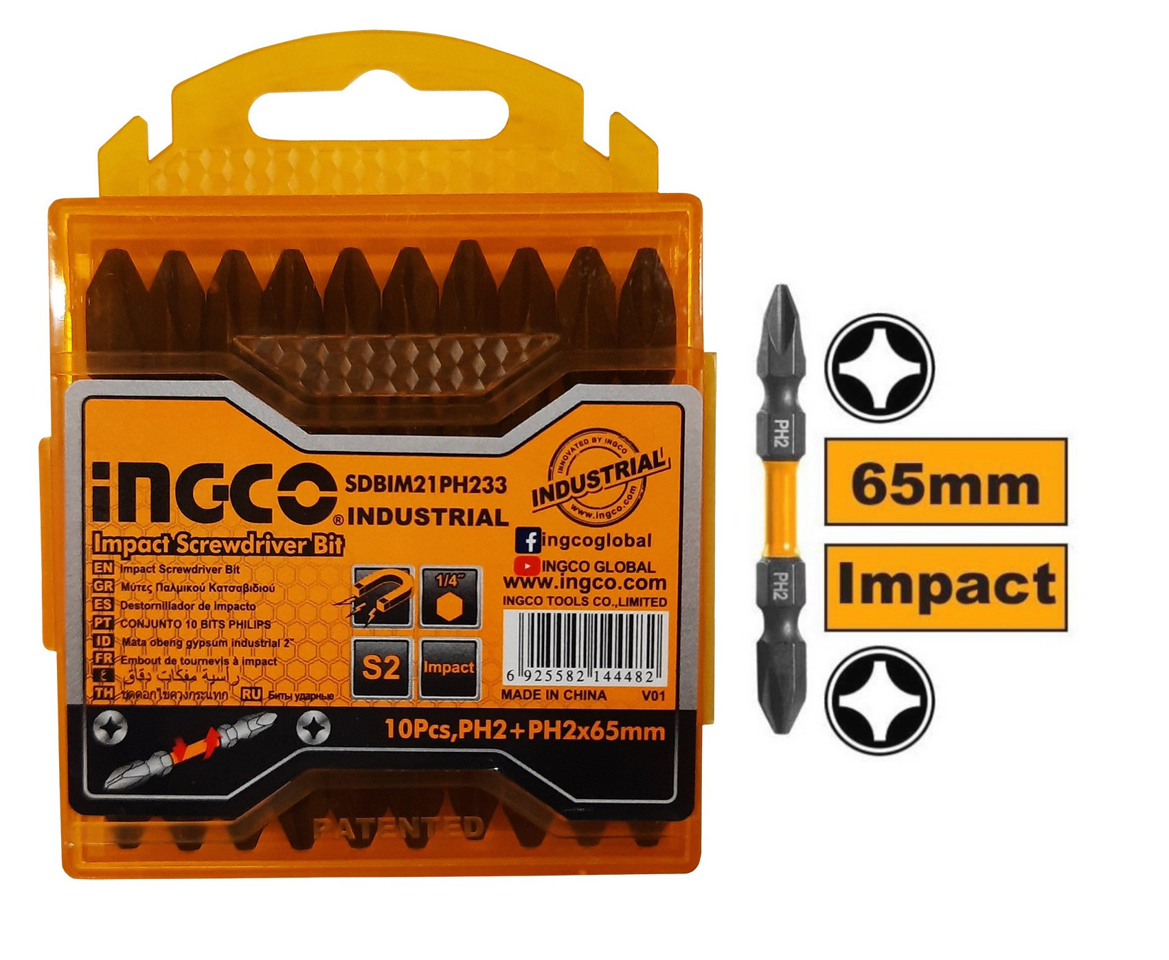 Bộ mũi bắt vít 2 đầu bake 10 chi tiết Ingco SDBIM21PH233