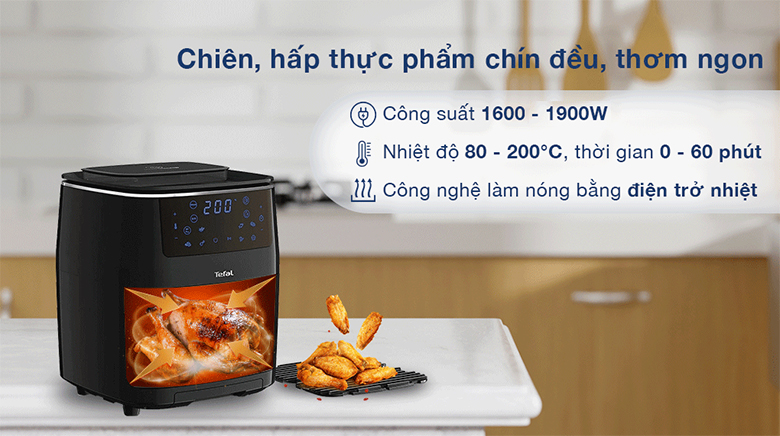 Nồi chiên không dầu Tefal FW201815 Nồi chiên nướng - hấp Dung tích 6.5L