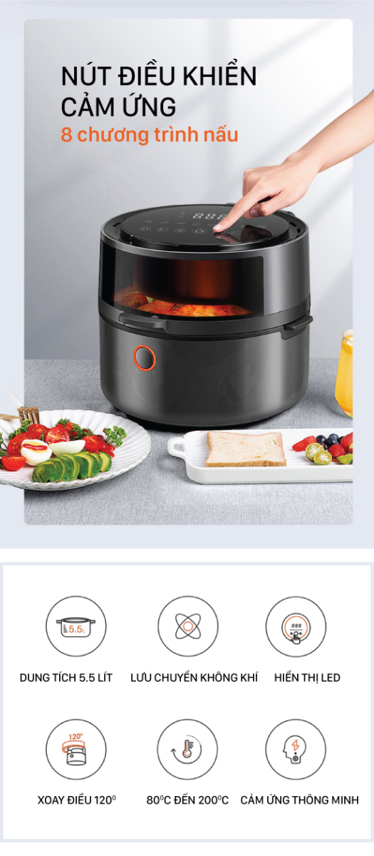 Nồi chiên không dầu điện tử cao cấp 5.5 Lít Coex AFC-3109A