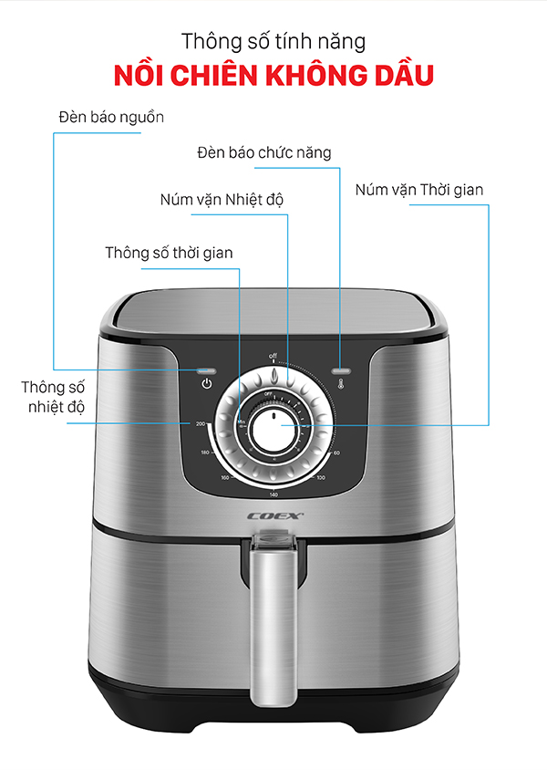 Nồi chiên không dầu 5 Lít cao cấp Coex AFC-3118M