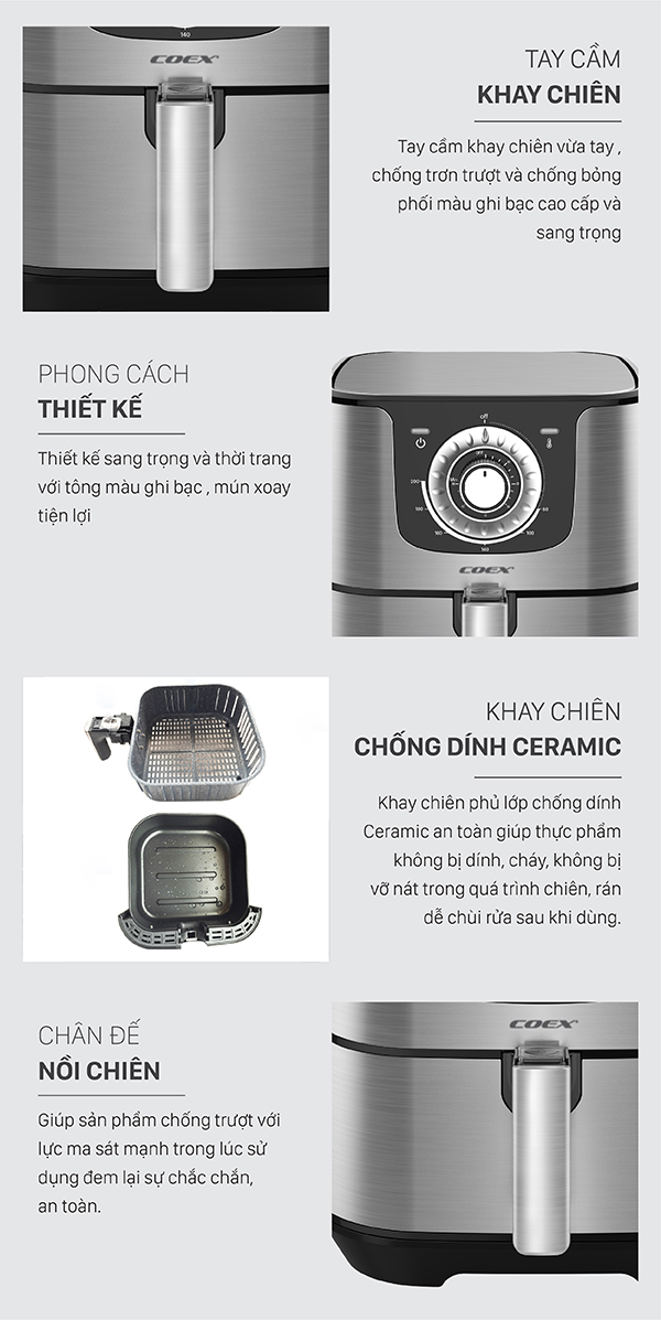 Nồi chiên không dầu 5 Lít cao cấp Coex AFC-3118M