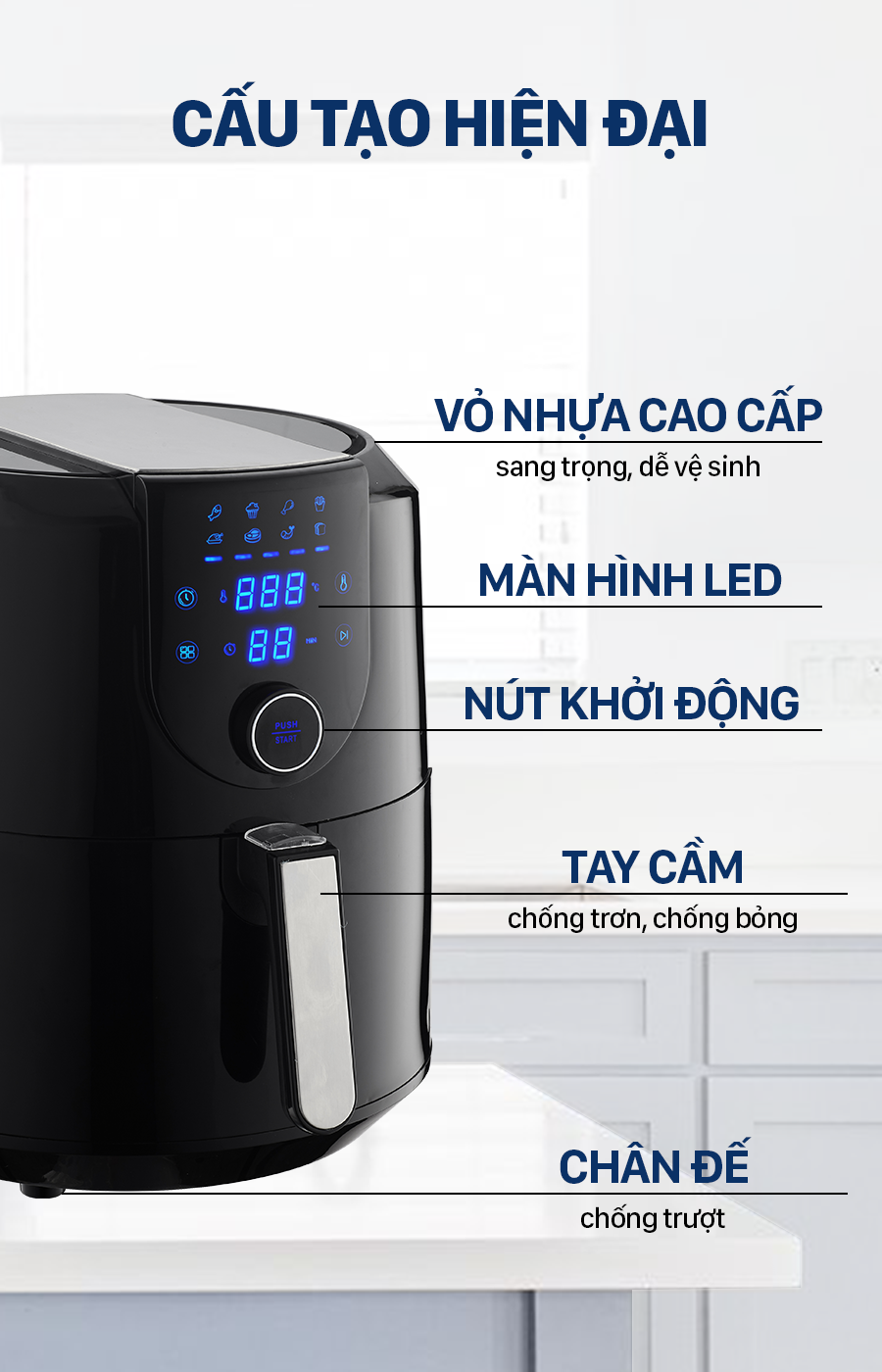 Nồi chiên không dầu điện tử cao cấp 5.5L COEX AFC -3127A