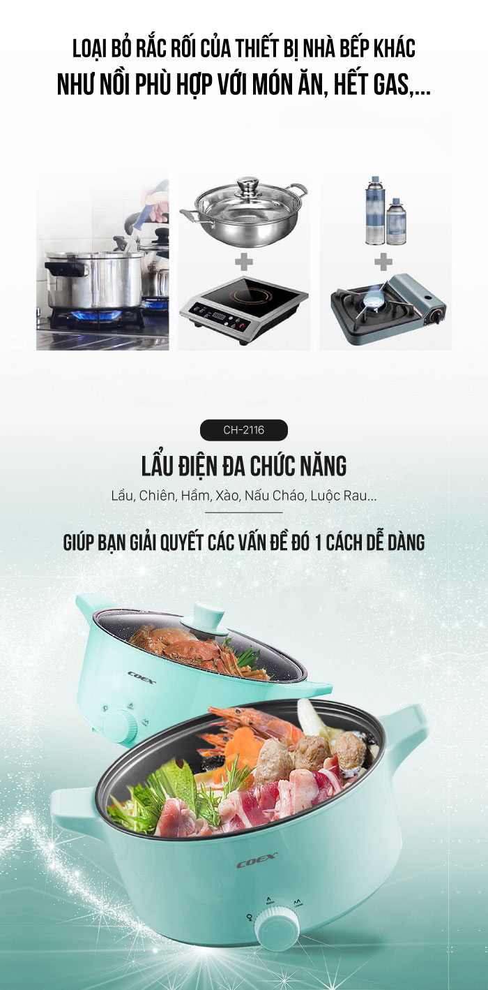Lẩu điện đa chức năng Coex CH-2116