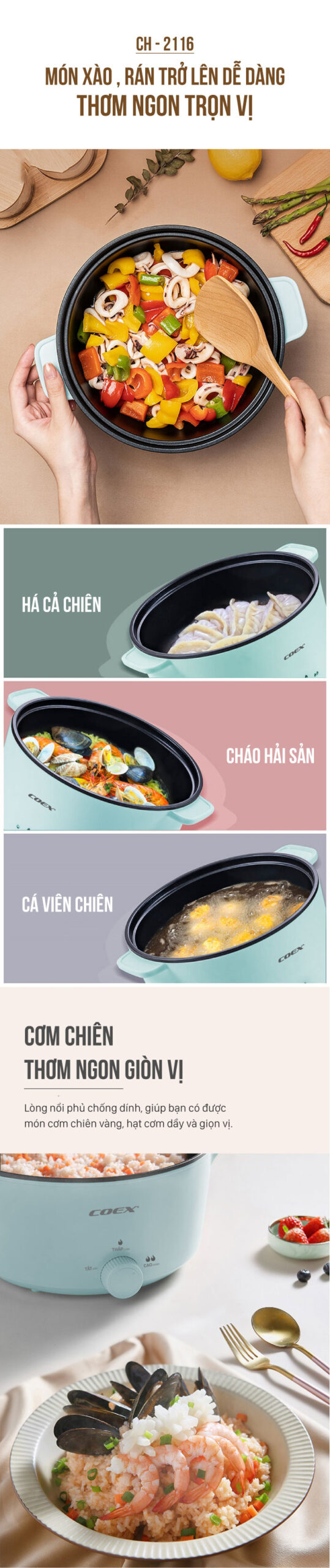Lẩu điện đa chức năng Coex CH-2116