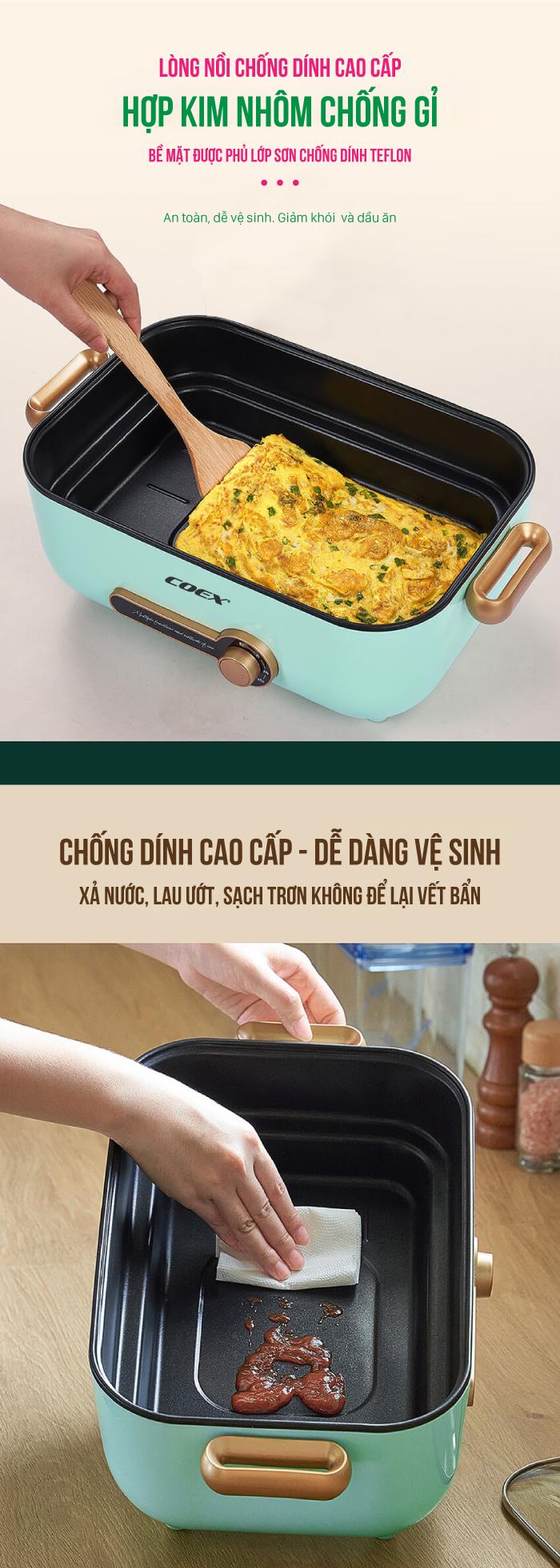 Lẩu hấp điện đa chức năng Coex CH-2117 (Kèm vỉ hấp)