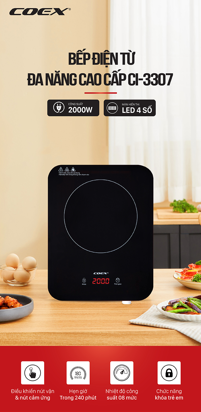 BẾP TỪ CẢM ỨNG ĐA NĂNG COEX CI-3307 (KÈM NỒI LẨU)
