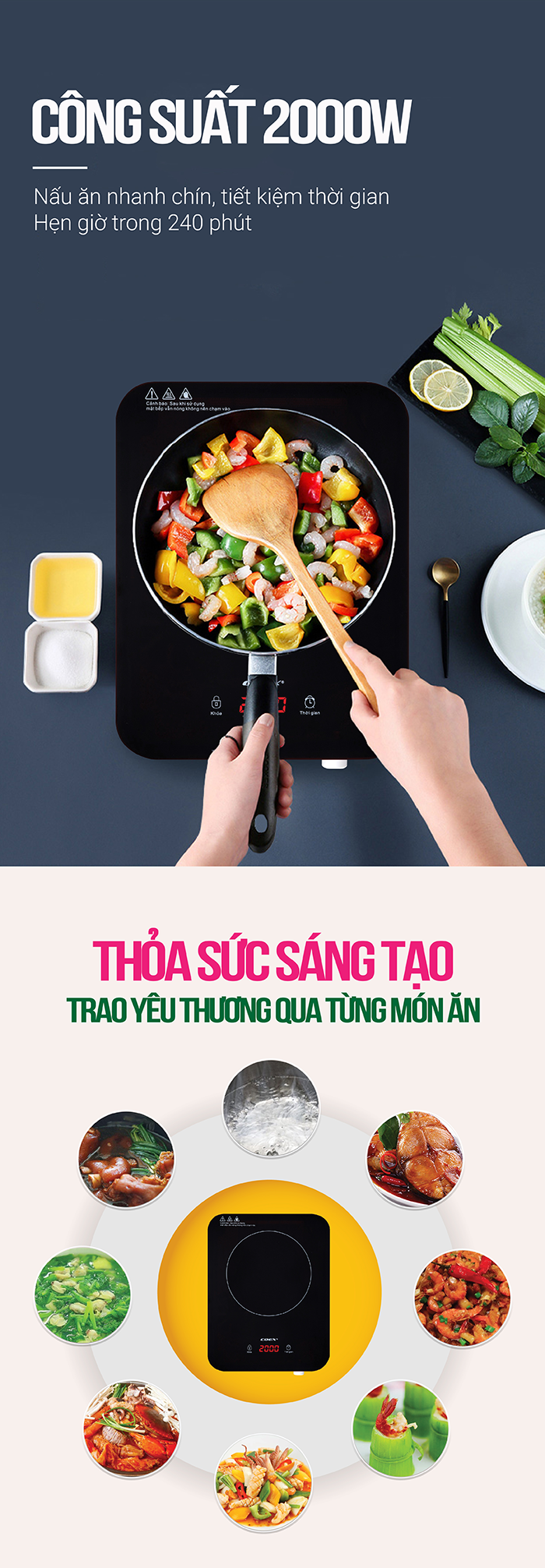 Bếp từ cảm ứng đa năng Coex CI-3307 (Kèm nồi lẩu)