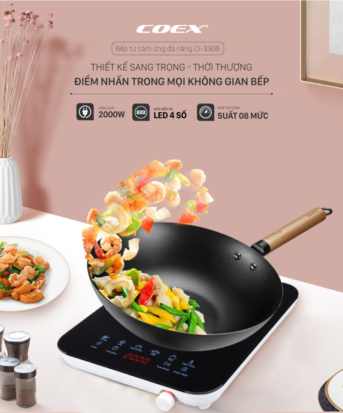 Bếp từ cảm ứng đa năng Coex CI-3308 (Kèm nồi lẩu)