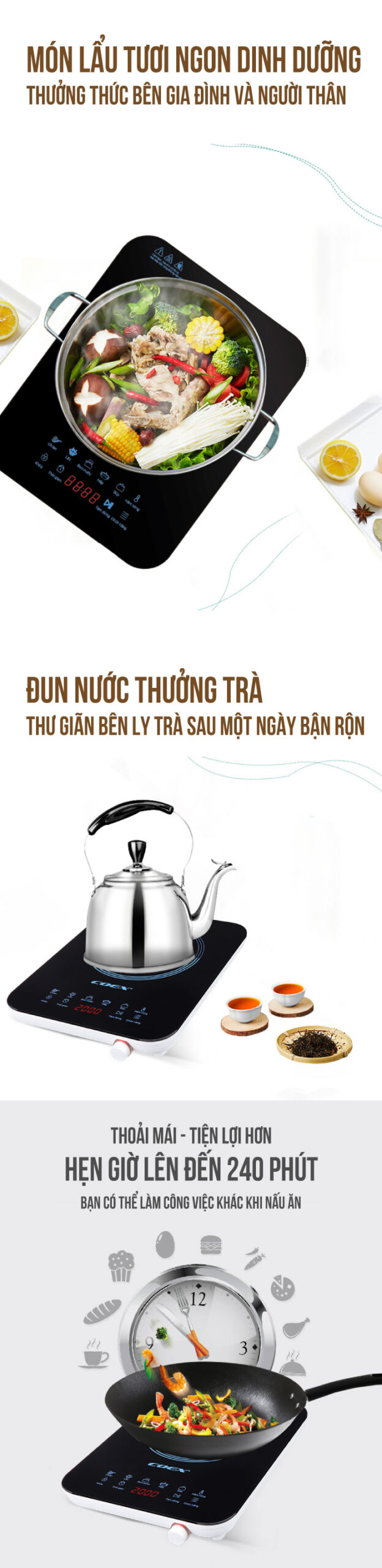 Bếp từ cảm ứng đa năng Coex CI-3308 (Kèm nồi lẩu)