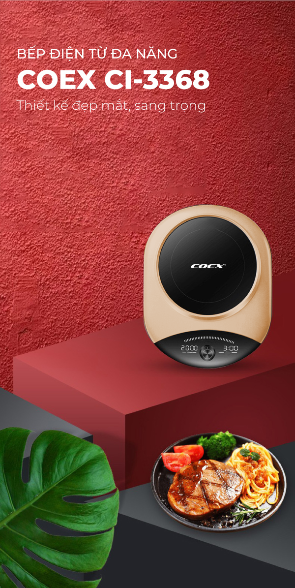 Bếp điện từ đa năng cao cấp COEX CI-3368 Vàng (Kèm nồi lẩu)