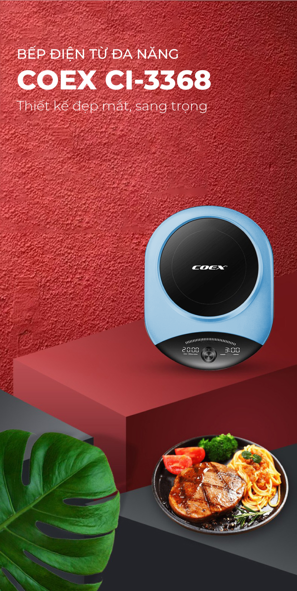 Bếp điện từ đa năng cao cấp COEX CI-3368 xanh (Kèm nồi lẩu)