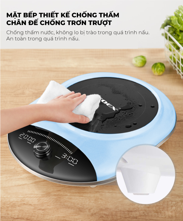 Bếp điện từ đa năng cao cấp COEX CI-3368 xanh (Kèm nồi lẩu)