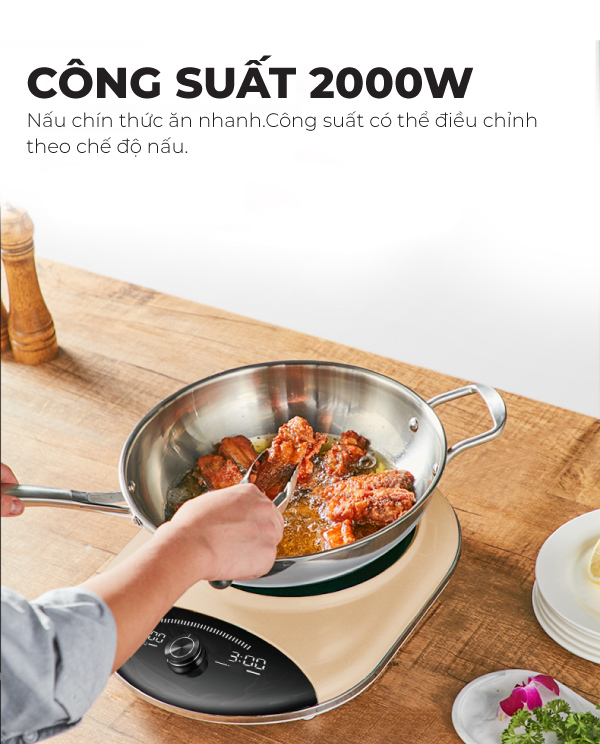 Bếp điện từ đa năng cao cấp COEX CI-3368 Vàng (Kèm nồi lẩu)
