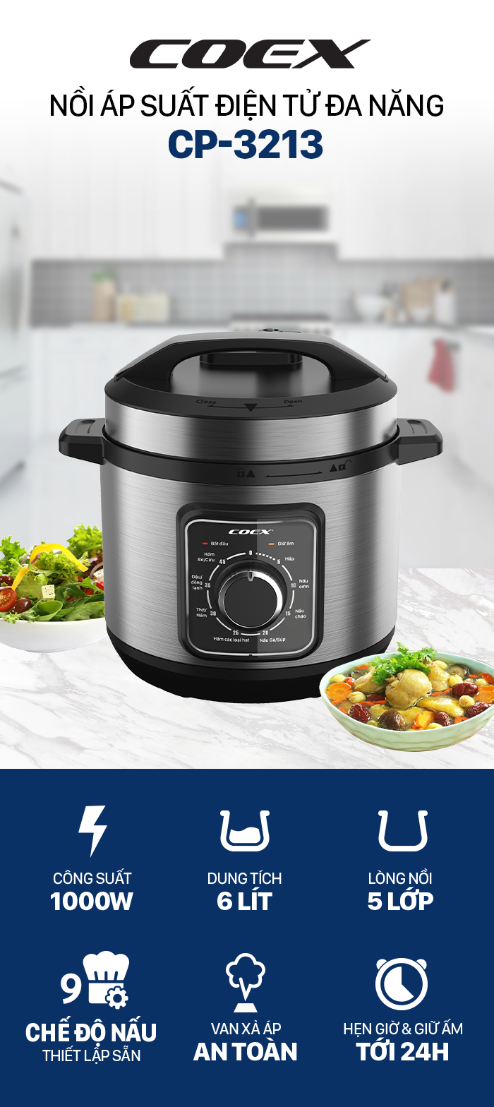 Nồi áp suất đa năng 6L Coex CP-3213