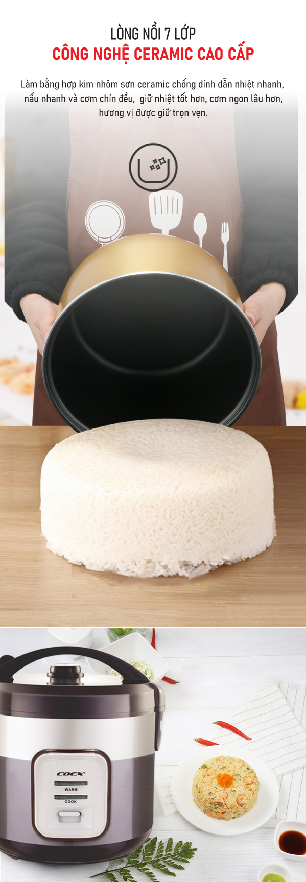 Nồi cơm điện cơ 1.8 Lít COEX CR-3415