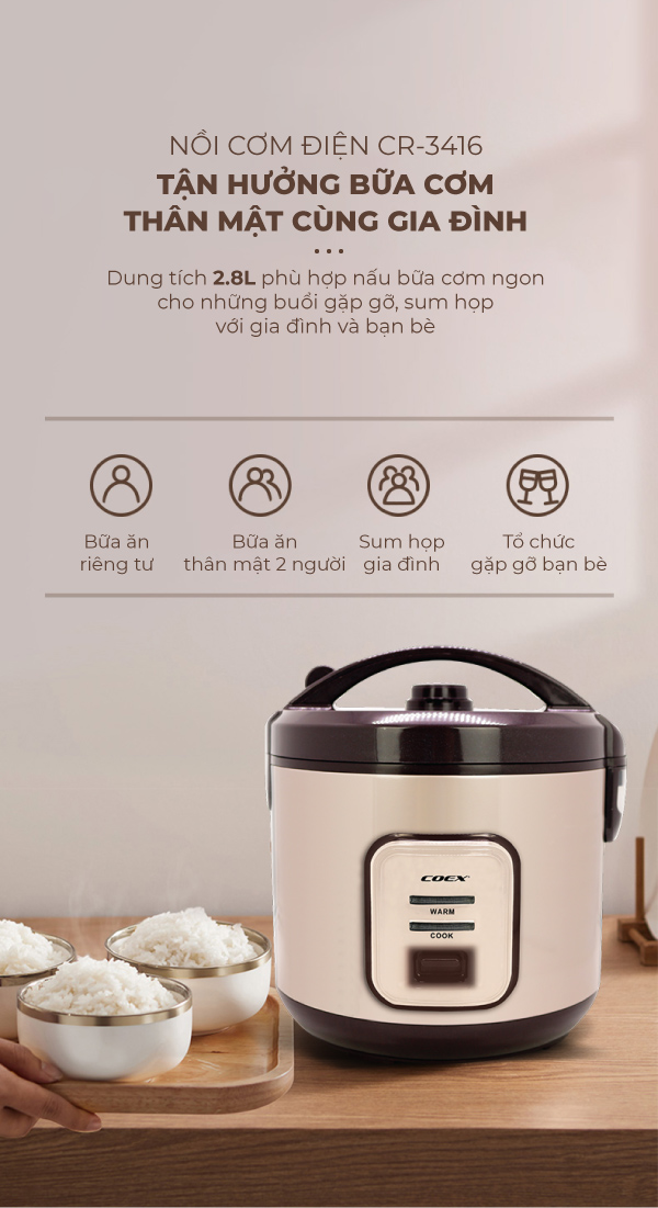Nồi cơm điện cơ 2.8 Lít COEX CR-3416