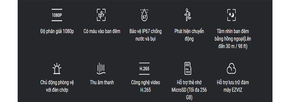 Camera ngoài trời IP wifi EZVIZ CS-C3TN A0-1H2WFL 2M Color