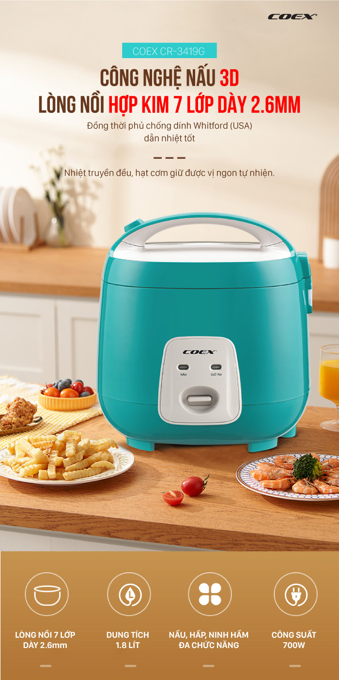 Nồi chiên không dầu điện tử cao cấp 5 lít Coex AFC-3118