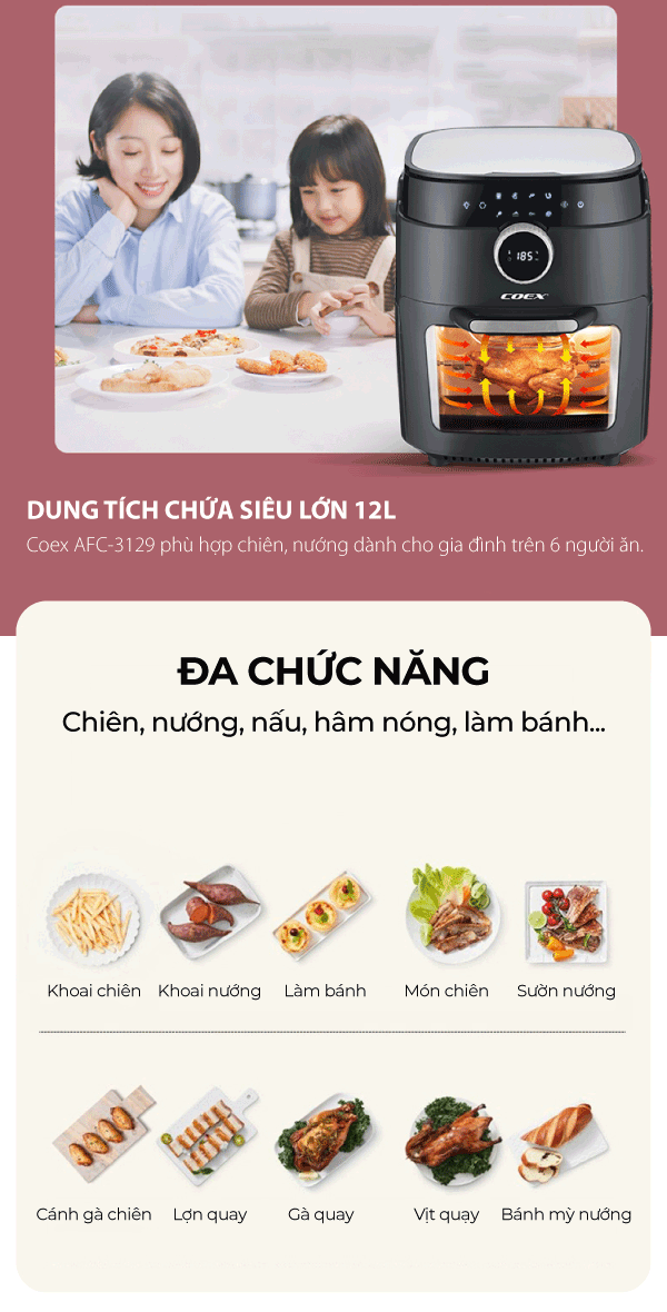 Nồi chiên không dầu 12L Coex AFC-3129