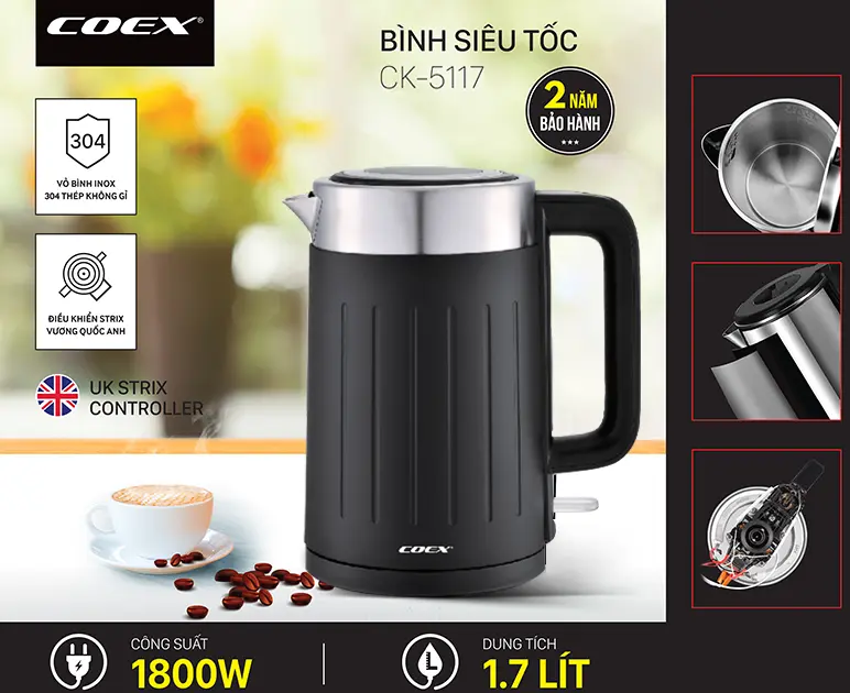Ấm siêu tốc 1.7 Lít COEX CK-5117