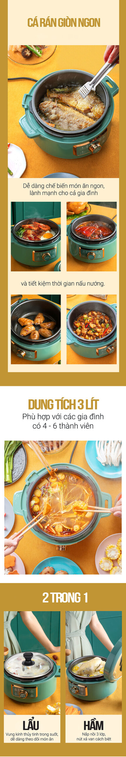 Nồi áp suất đa năng 3L COEX CP-3211A (Có lẩu, nướng)