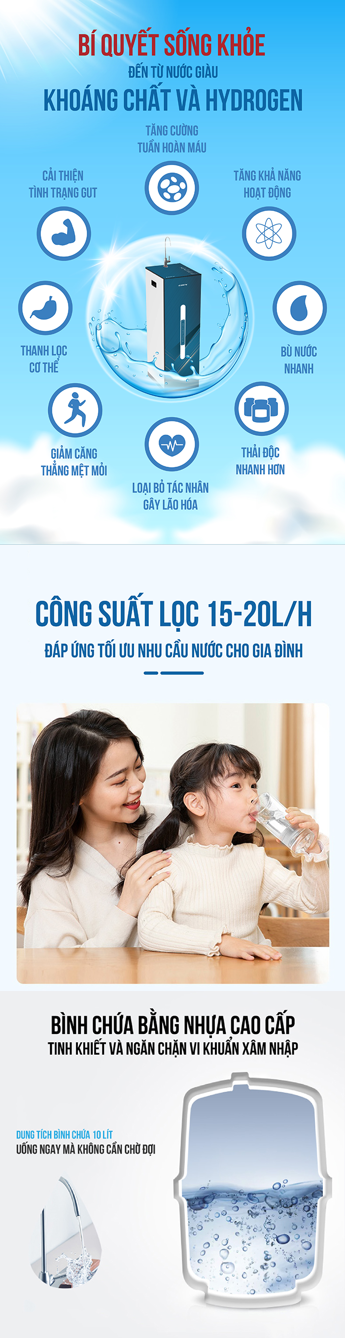 Máy Lọc Nước Coex 8 cấp Hydrogen WP-7211X (Slim-Blue)