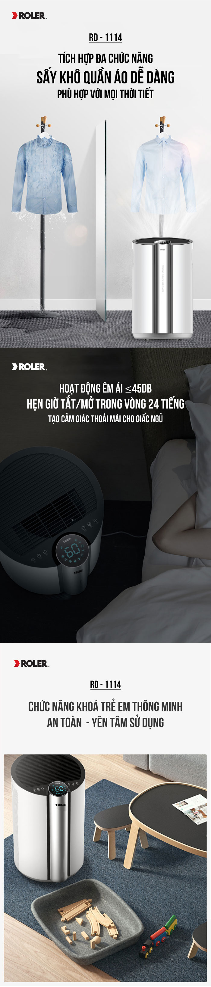 Máy hút ẩm điện tử 18 lít ROLER RD-1114