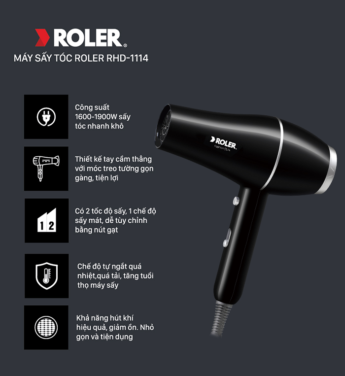Máy sấy tóc 1900W ROLER RHD-1114