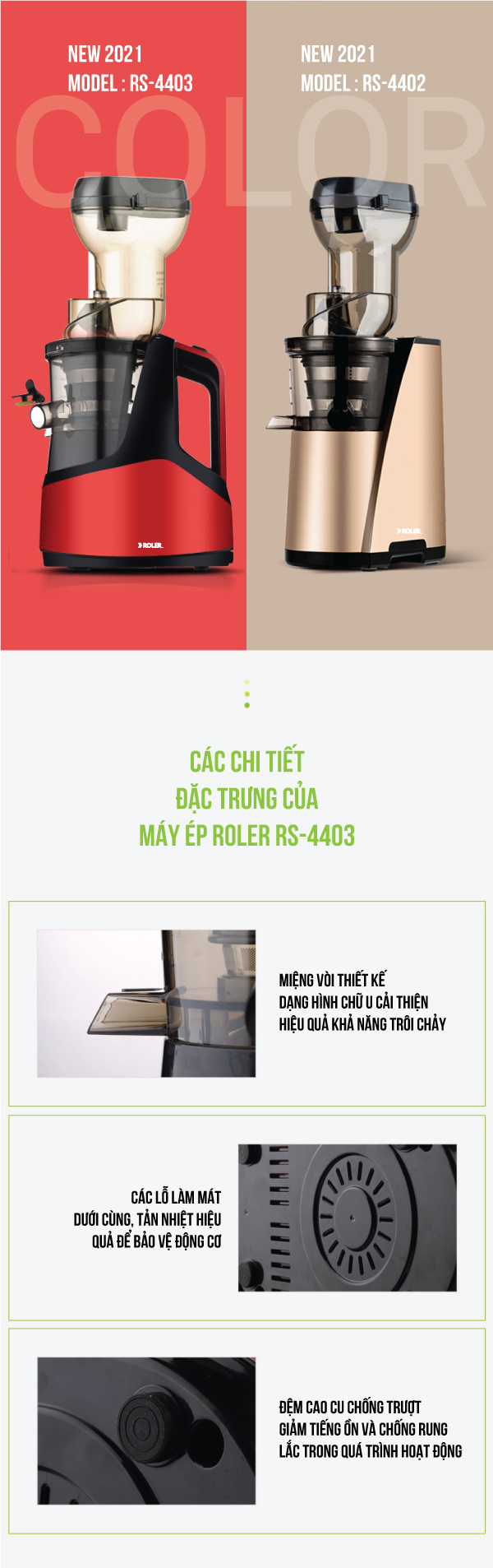Máy ép chậm đa năng Roler RS-4403