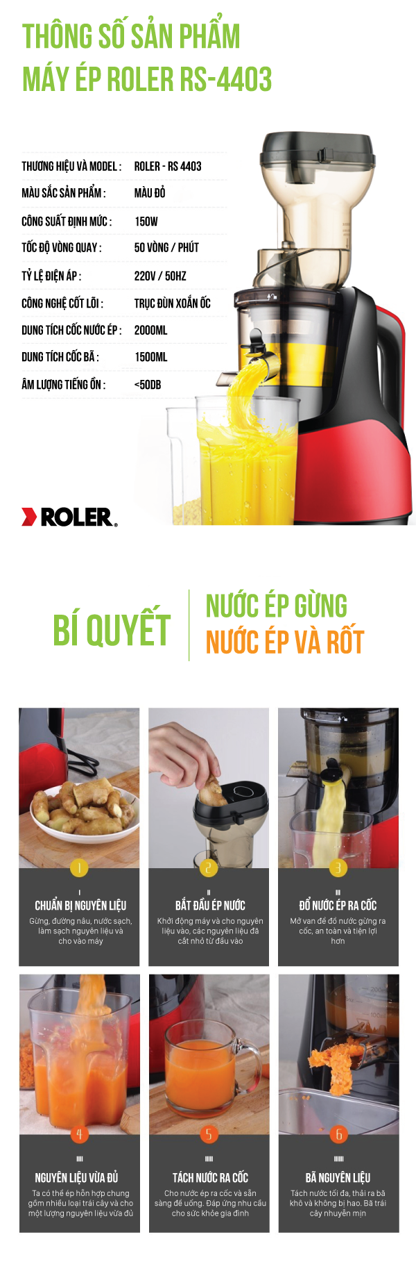 Máy ép chậm đa năng Roler RS-4403