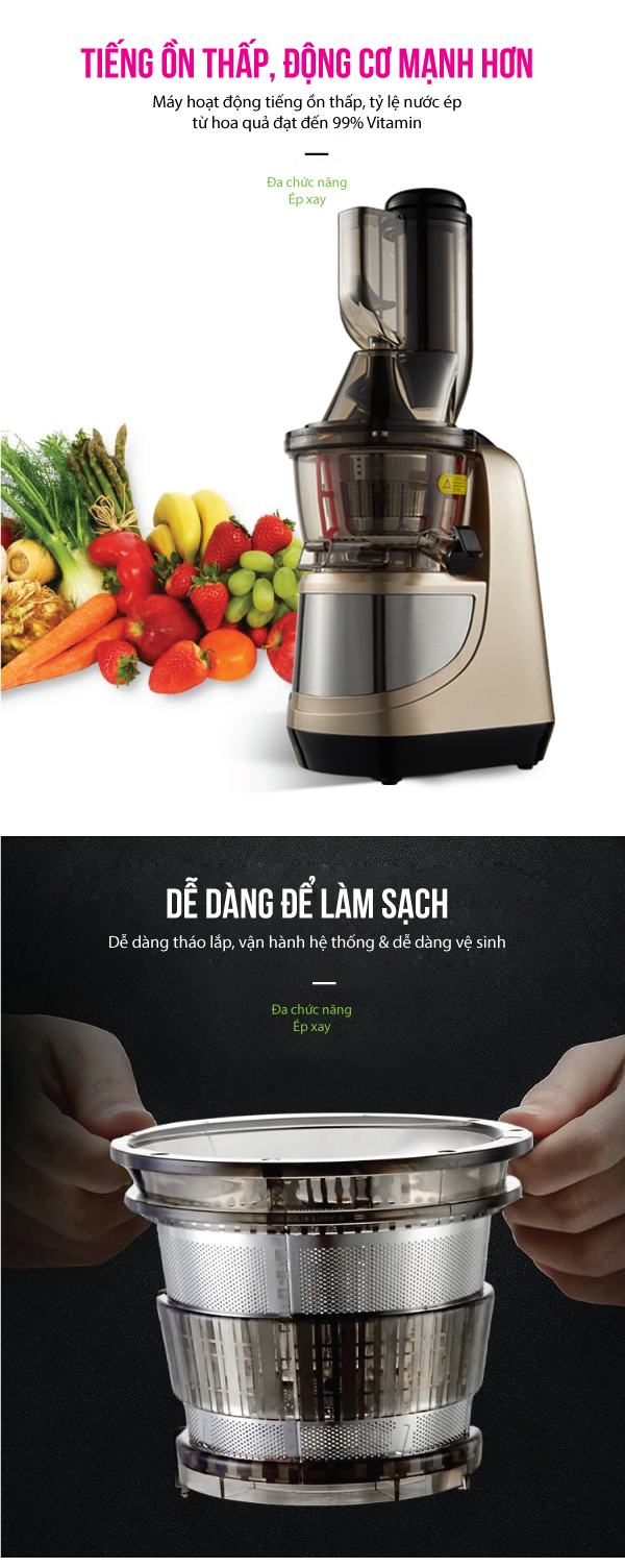 Máy ép chậm đa năng Roler RS-4408 (Đen)