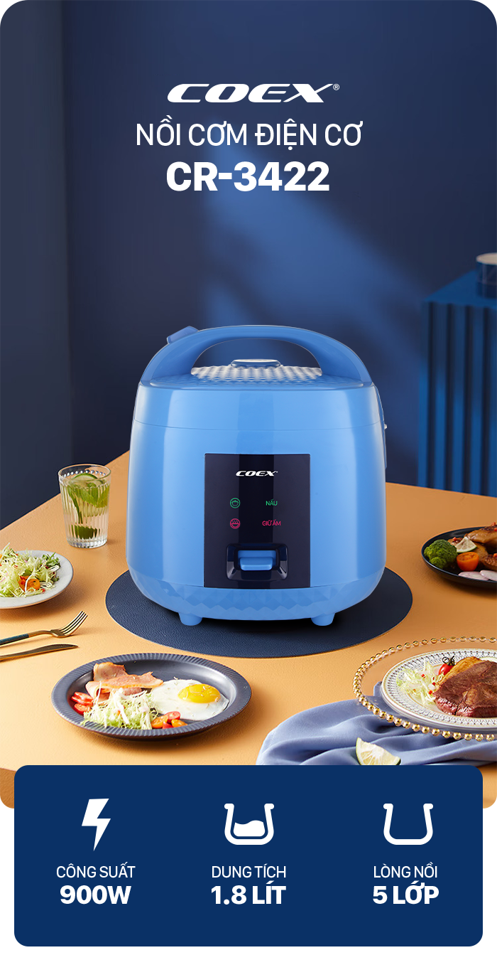 Nồi cơm điện 1.8 lít Coex CR-3422