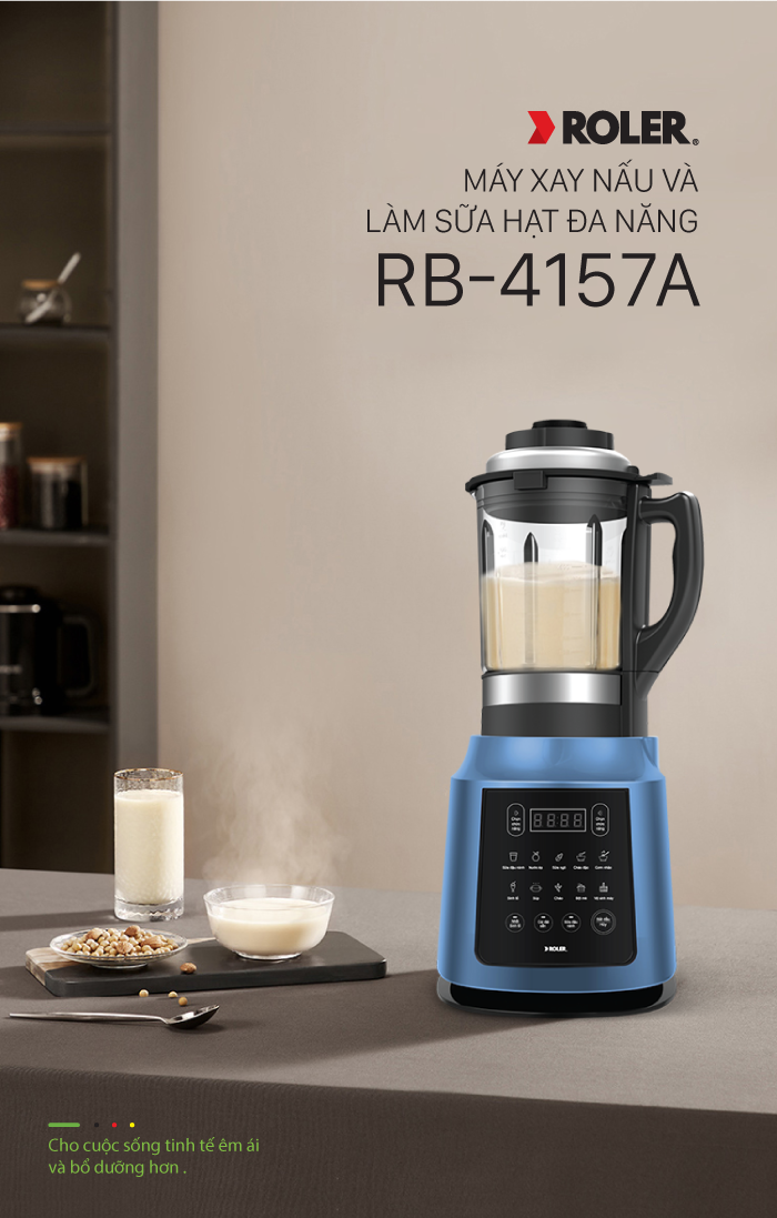 Máy xay nấu và làm sữa hạt đa năng Roler RB-4157A (Kèm vỉ hấp và lưới lọc)