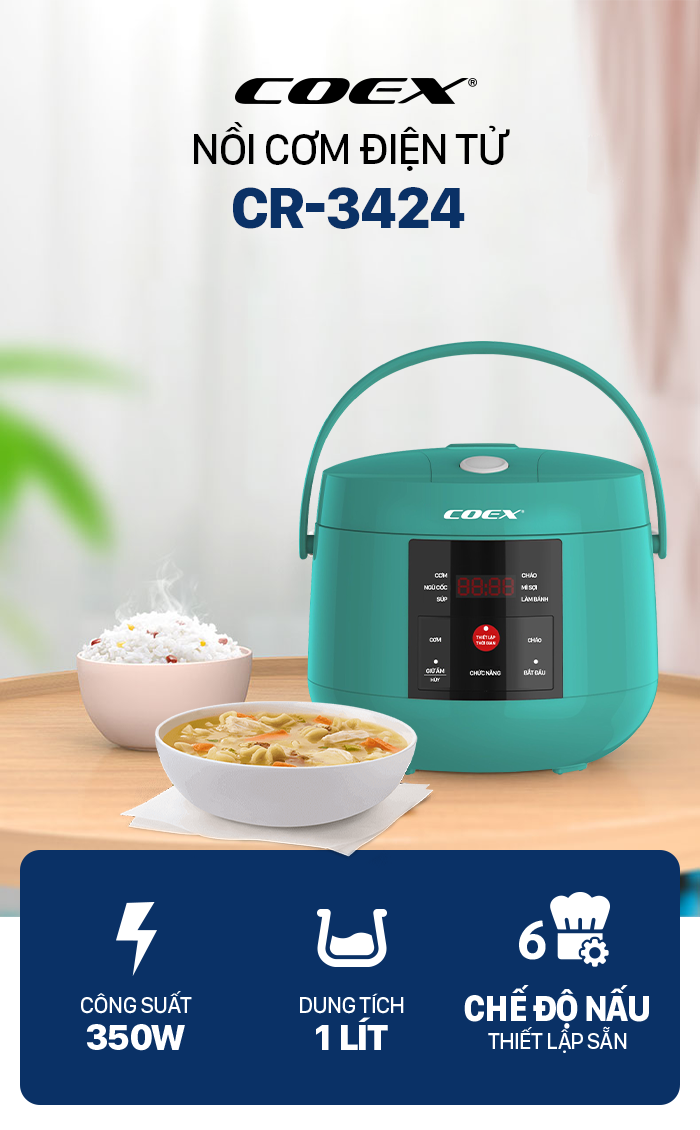 Nồi cơm điện tử 1 lít Coex CR-3424