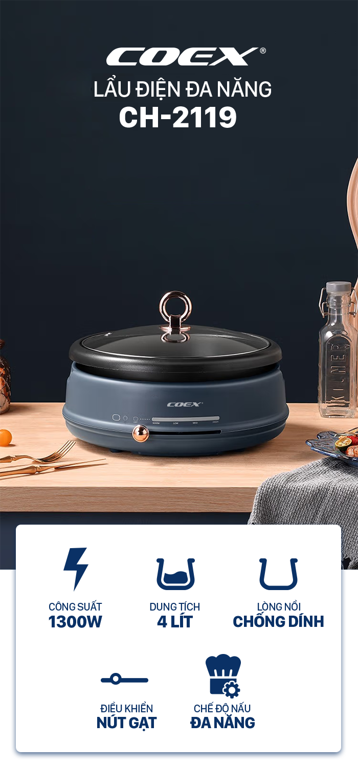 Lẩu điện đa chức năng Coex CH -2119
