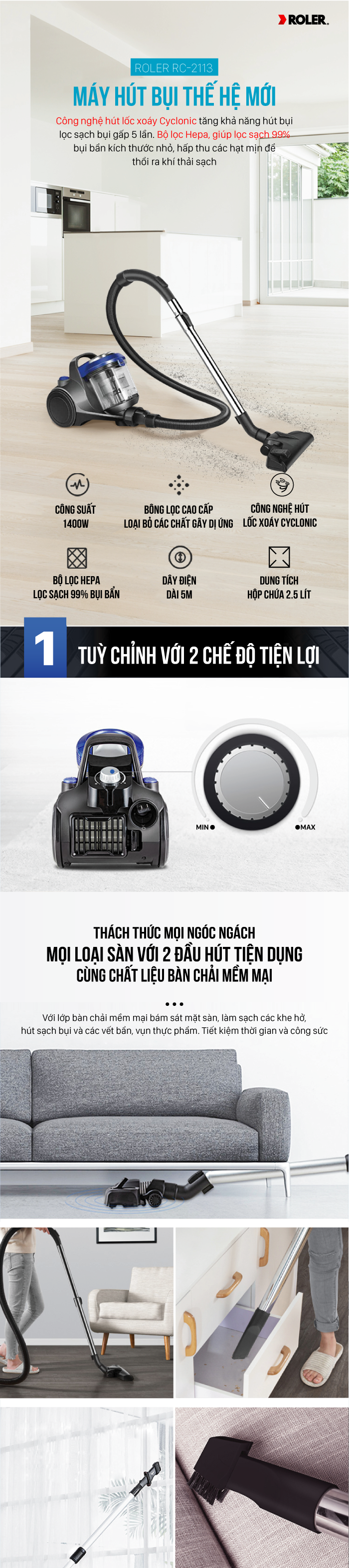 Máy hút bụi ROLER RC-2113