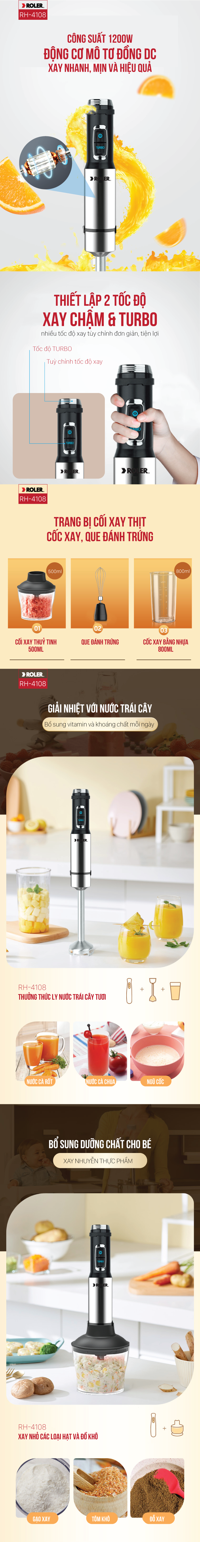 Máy xay sinh tố cầm tay ROLER RH-4108